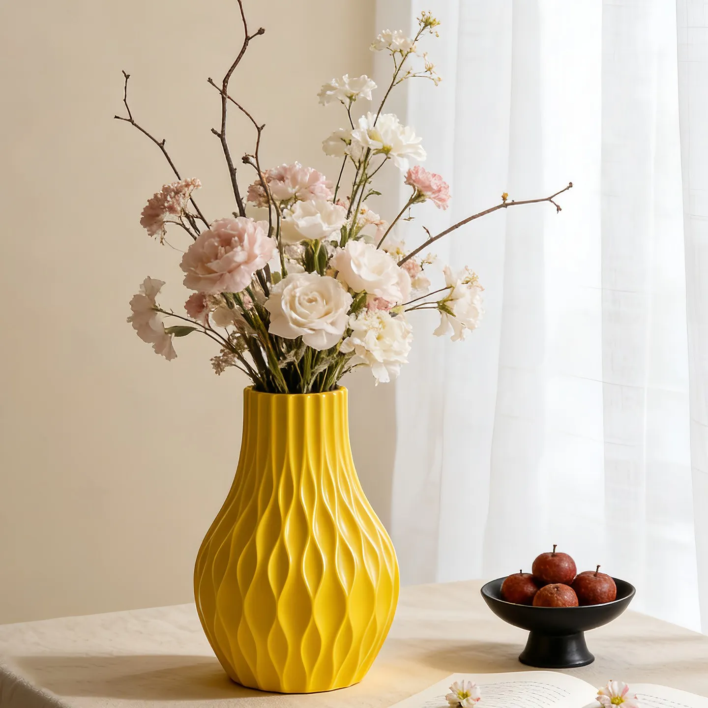 CAPIRON Nordic Ceramic Vase Wave Design Flower Pot Modern Home Decor Minimalist Tabletop Centerpiece Wedding Ornament Desktop