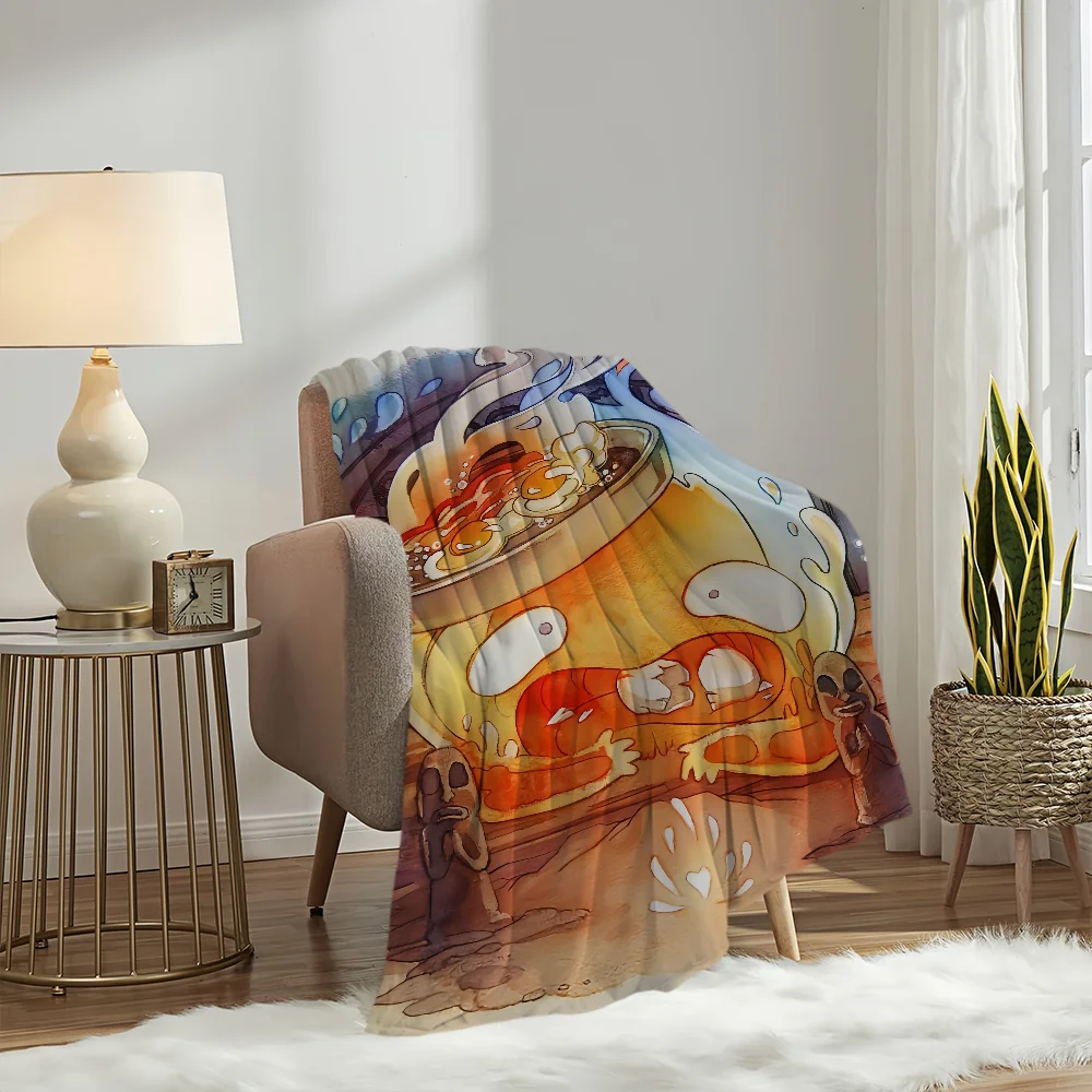 Anime Calcifer H-Howls M-Moving C-Castle Blanket Plush Nap Sofa rug for Room Warm Office Bedroom Birthday Home Travel Kid Gifts