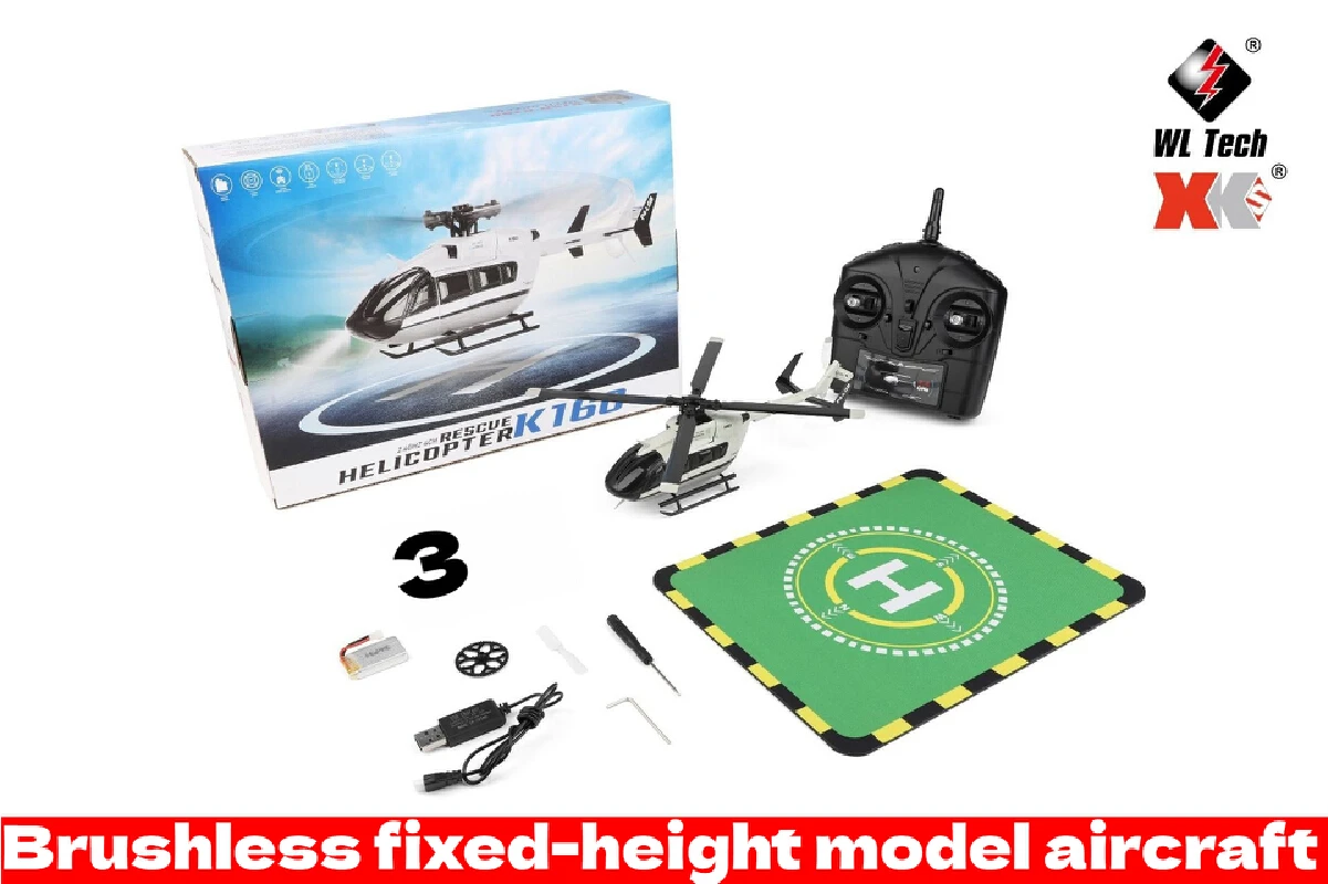 

Aircraft Weili K160 4-way aileron-free helicopter brushless fixed-height model aircraft EC-145 simulation RC model