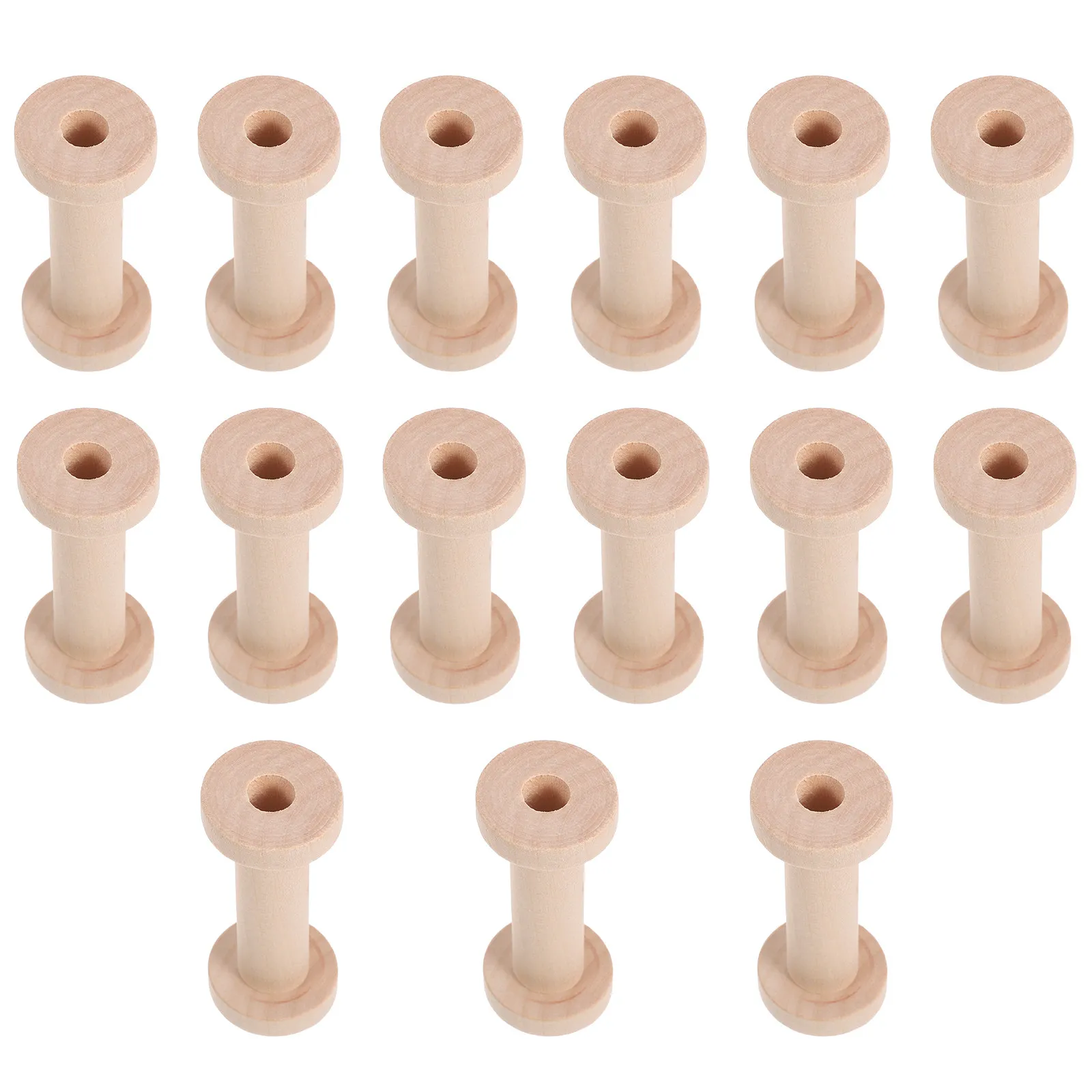 15Pcs Wooden Spools Natural Wood Thread Bobbins Vintage Style for Sewing Yarn Ribbon Craft Embroidery Organizer Unfinished view 5