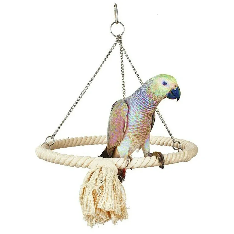 Bird Rope Ring Swing Toys Budgie Cockatiel Hanging Cage Hammock Perch Parrot Toy Bird Toy  Bird Accessories  Pet Toys