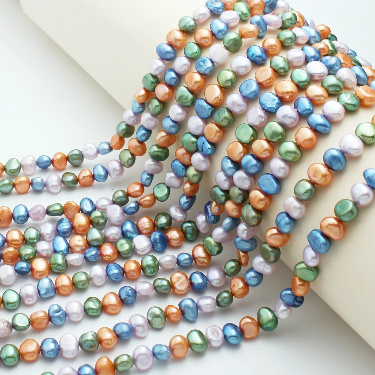 5-6mm colored natural freshwater pearls with irregular shapes on both sides for making jewelry DIY necklaces and bracelets