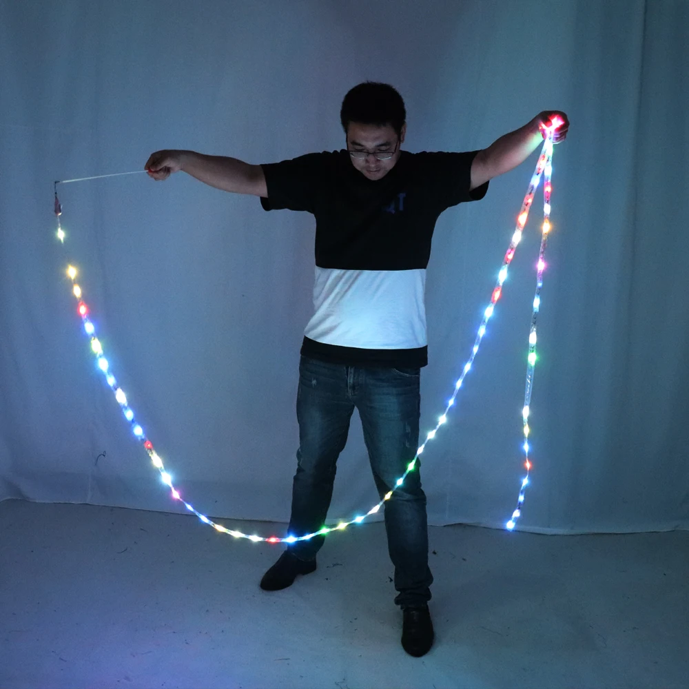 LED di Ginnastica Ritmica Nastro Colorato Luminoso Palestra Nastri Danza Rgb Glow Led Poi Del Nastro Per La Danza Del Ventre A Mano Oggetti di Scena