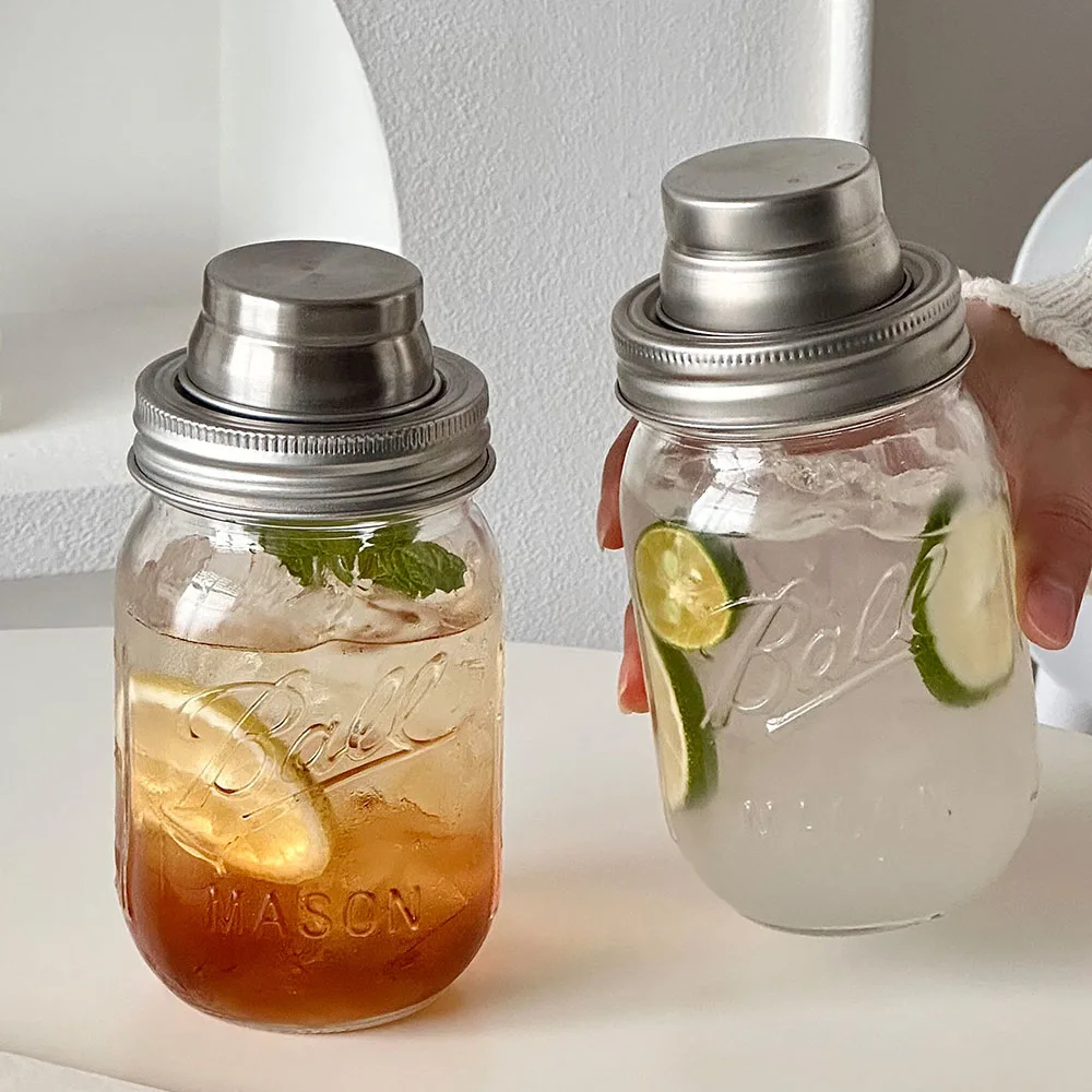 Hand Cranked Shaker Set Three Piece Glass Shaker Glasses Juice Cup Creative Soda Bubbles Glass Cup Cocktail Glass Bar Kitchen