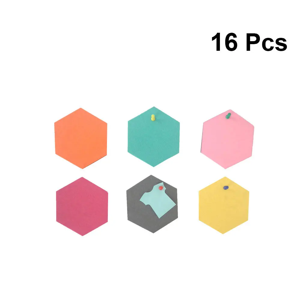 6Pcs Black Hexagonal Notice Board Adhesive Wall Sticker DIY Photo Display Background Felt Tile Decor for Bedroom Cafe Message