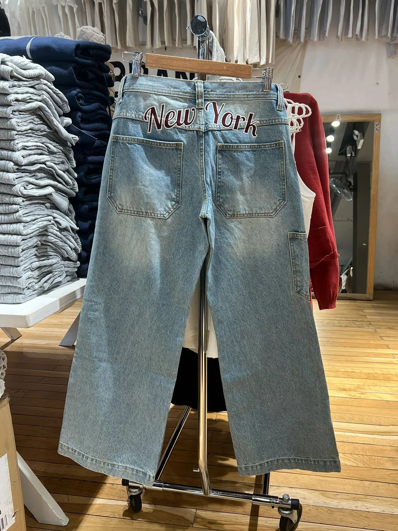 バックレター刺繍ジーンズ女性の夏の新綿ストレートズボン女性アメリカンヴィンテージストリートロングデニムパンツ Y2k