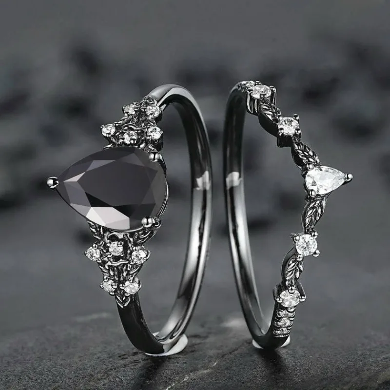 European and American new floral shape retro Darth Vader zircon inlay light luxury personality women's ring