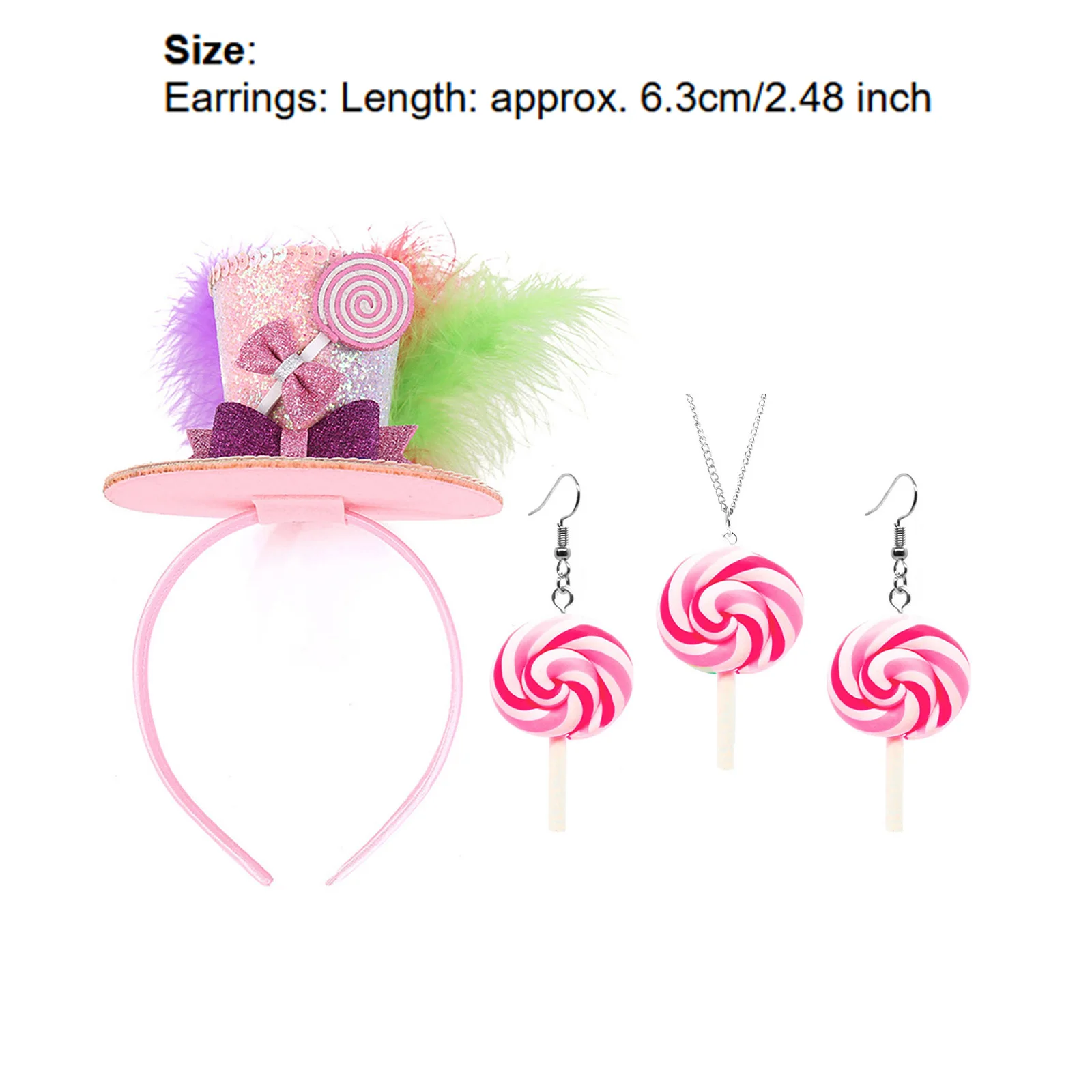 여자를위한 매혹적인 모자를 쓰고 있죠 여자 서커스 Ringmaster 의상 롤리팝 목걸이 매달려 귀걸이와 미니 탑 모자 헤어 후프