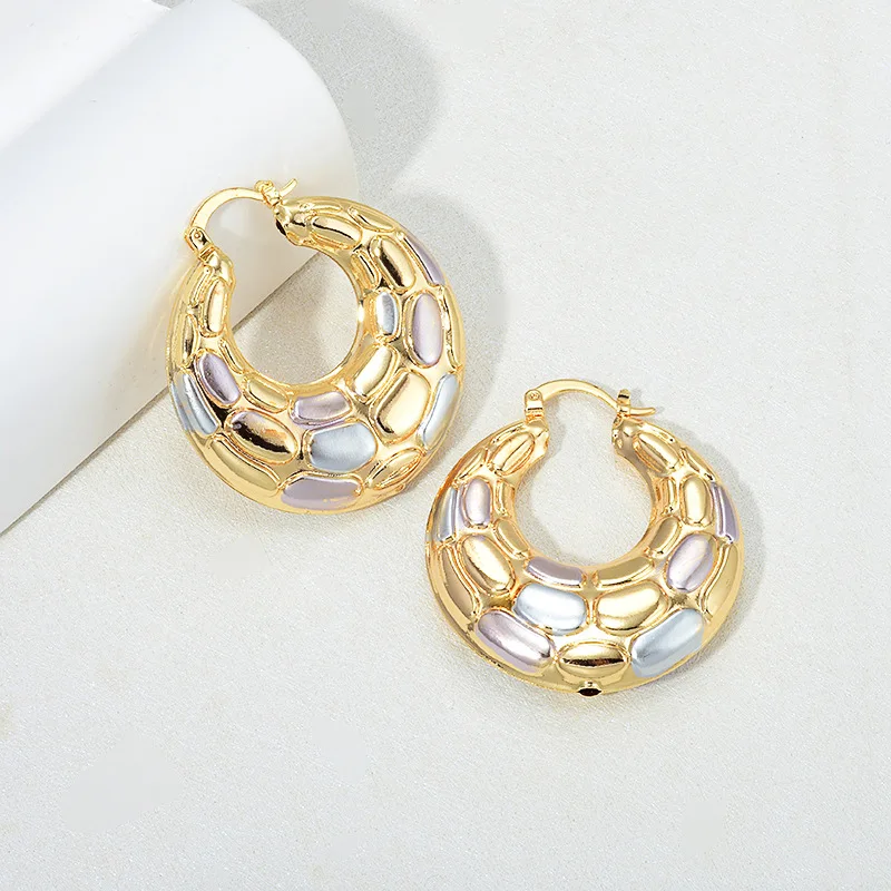 Vintage 18K Gold Plated Copper Round Hoop Earrings Leopard Print Eardrop Women Fashion Jewelry Accessories Wedding Birthday Gift