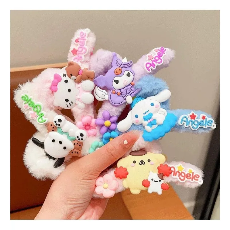 Sanrio Cinnamoroll Cartoon Dolls Barrette Anime Action Figures Kuromi Cinnamoroll My Melody Decoration Q Figurals Cute Girl Gift