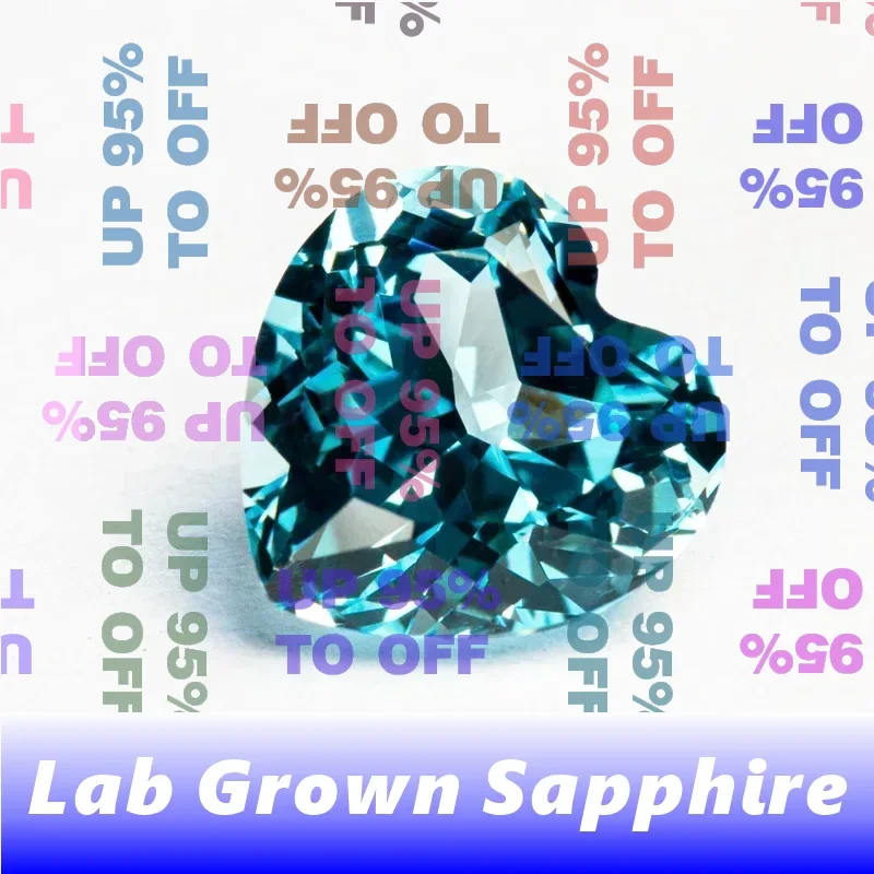 ATOP Lab Grown Sapphire Loose Stone Heart Shape Aquamarine Color VVS1 Charms Beads for DIY Jewelry Making Selectable  AGL Certif
