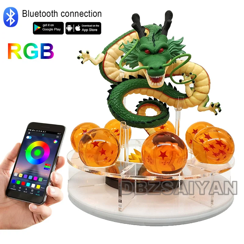 Figura de acción de Dragon Ball Shenlong, lámpara de Shenron DBZ, luz nocturna Led Shenlong, 7 estrellas, bolas de cristal, estatuilla de Anime, regalo de colección