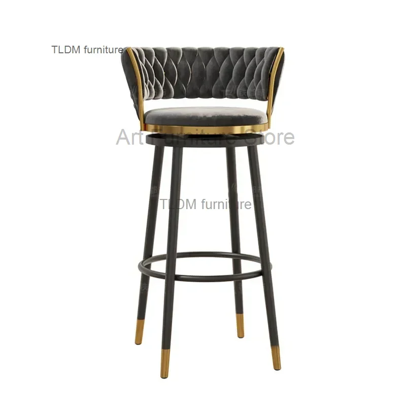 

Nordic Luxury Bar Chairs Luxury Rotating Home Kitchen High Stool Designer Restaurant High Back Chair Modern Bar Furniture A B