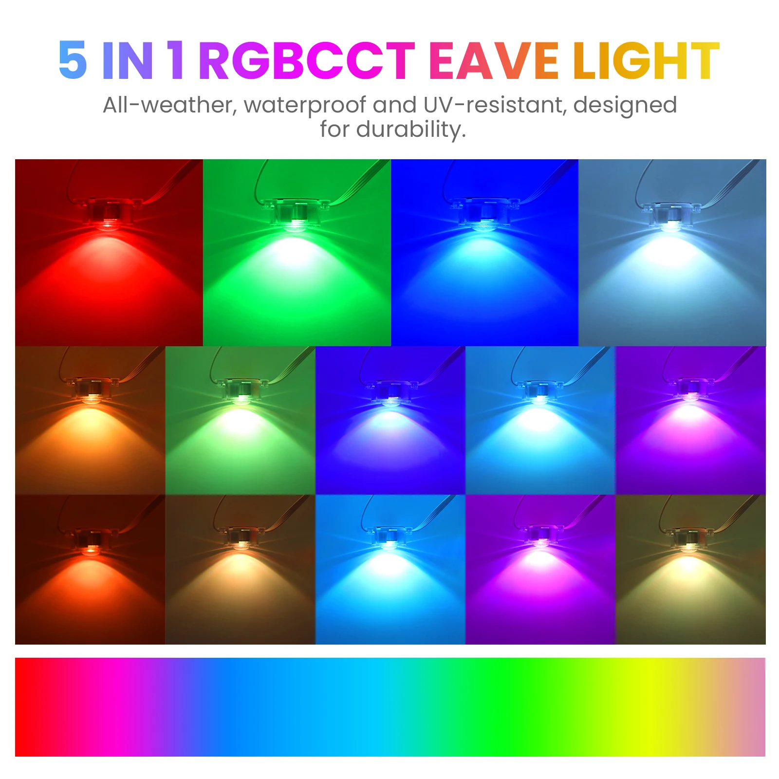 15/150M RGB Eaves LED Lights Permanent Outdoor Lights String Bluetooth Kit Waterproof RGB Full House Christmas Wedding Light