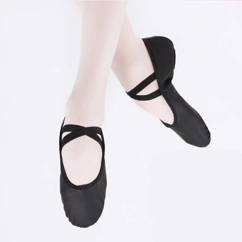 2024 Soft-soled Shoes Pig Skin Black Big Size Dance Practice Sub-piece Cat Claw Ballet Shoes For Women Pointe Shoes Ballet