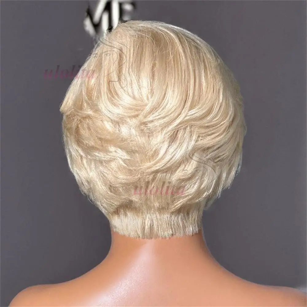 Pixie Cut Perücke Brasilianisches 613 Blondes Glattes Haar mit Seitenscheitel 13x4 Kurzer Bob HD Transparente Lace Front Echthaarperücke für Frauen – Detail 4