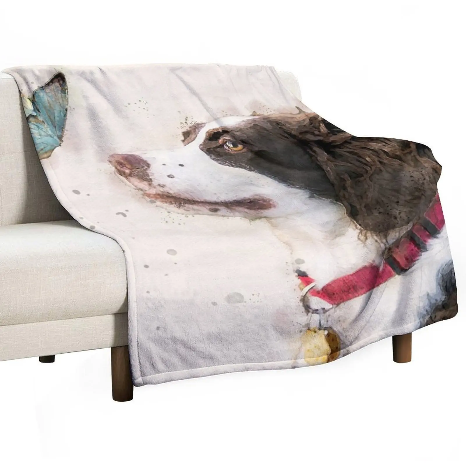 

English Springer Spaniel watercolor Throw Blanket Decorative Sofa Softest Travel Baby Blankets