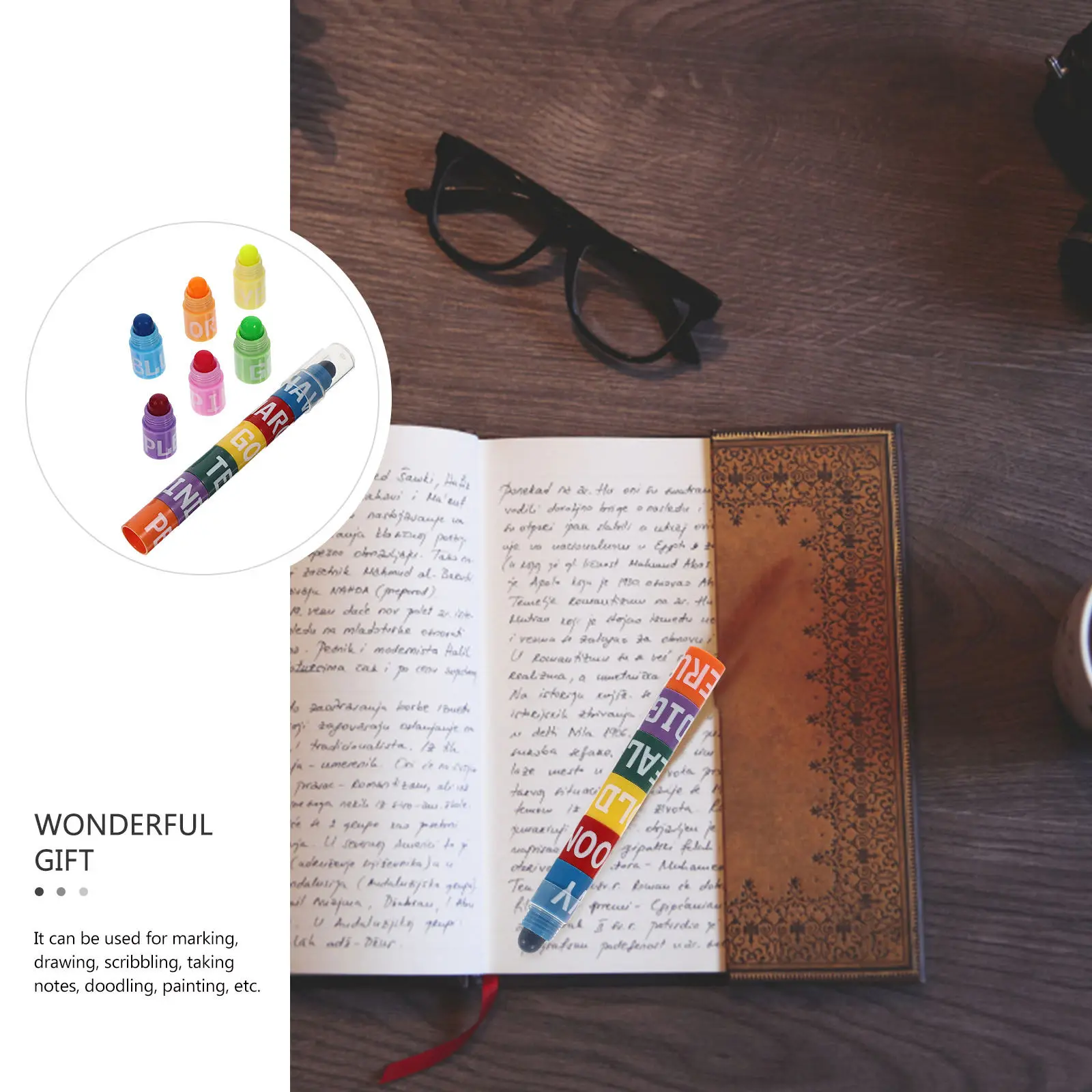 2 Sets Creative Splicing Highlighter Pens – Assorted Colors for Studying, Marking, Notes, Doodling & Art