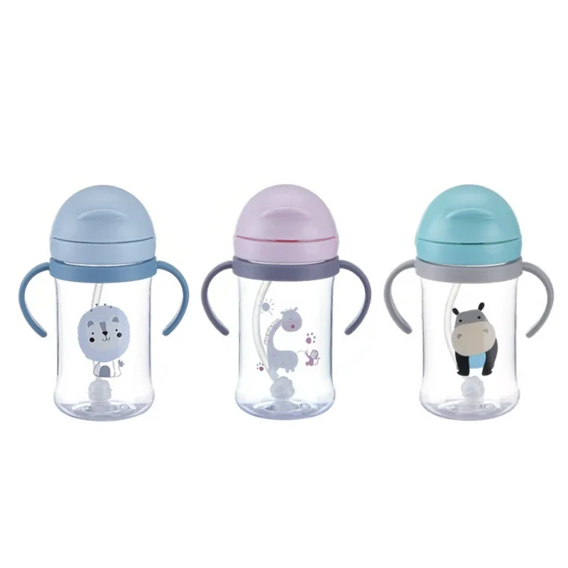 250/350ml Baby Feeding Cup with Straw Children Learn Feeding Drinking Bottle Kids Training Cup with Straw