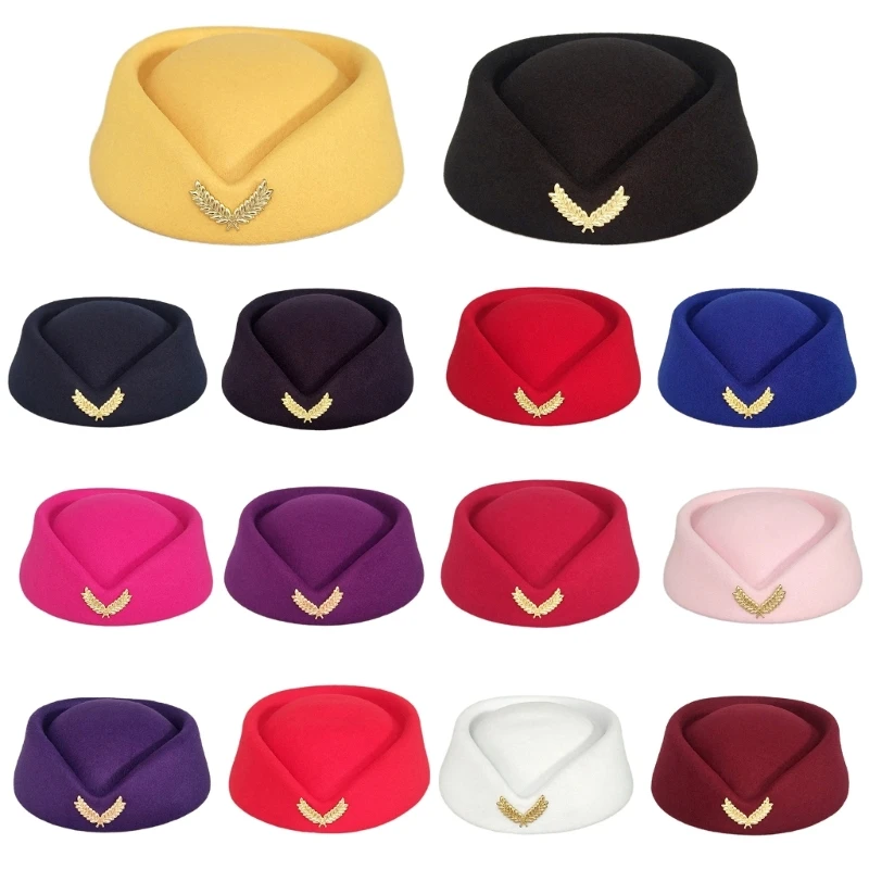 Beret Hat Caps Airline Stewardess Flight Attendant Vintage Looking Hat Uniform Stewardess Pillbox Hat Teardrop Hat