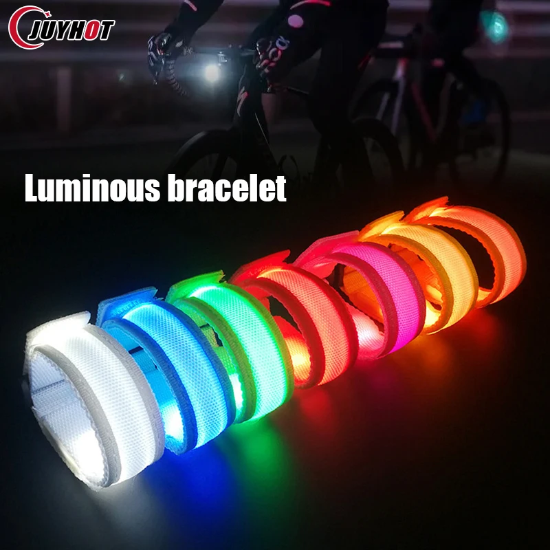 LED Reflective Bracelet Nylon Adjustable Luminous Armband Night Running Cycling Climing Strap Outdoor Sports Safety Bright Band