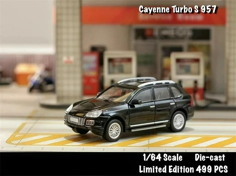 SW 1:64 Cayenne Turbo S Gen1 Czarno-Żółty Model Samochodu z Odlewu Metalowego Kolekcja Miniaturowa