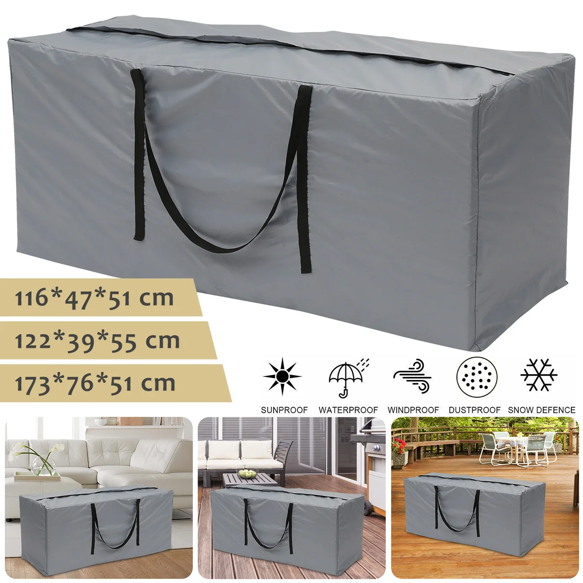 Garden Furniture Cushion Storage Bag Large Capacity Waterproof Anti-UV Outdoor Patio Christmas Tree Organizer Bag with Handle