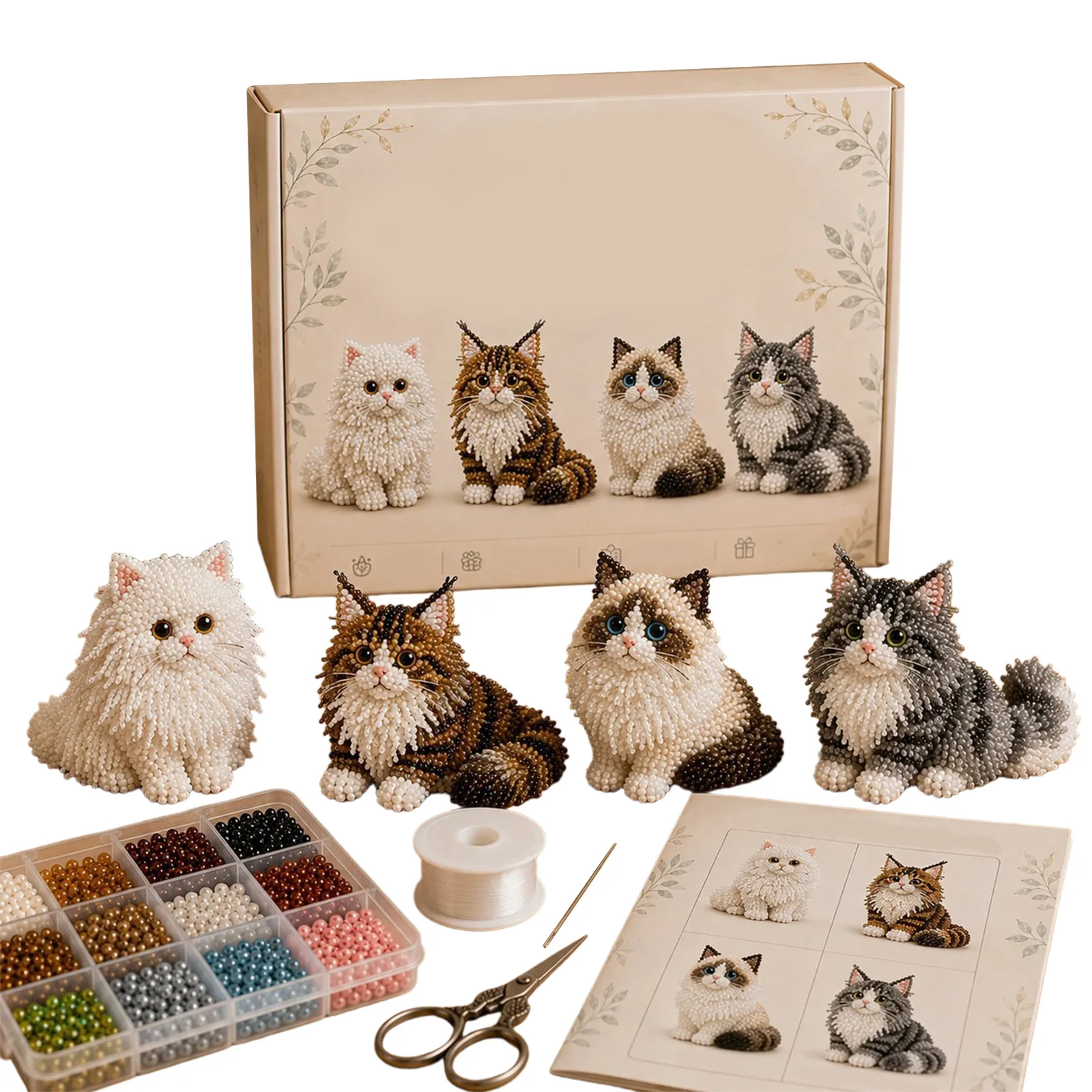 Art Craft House Making - 3D DIY Cat Handmade Bead Art