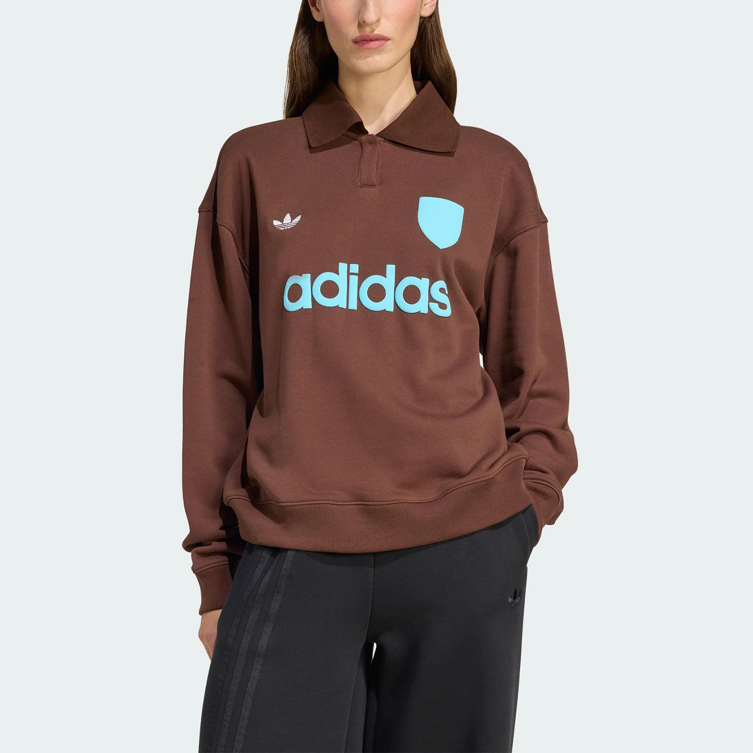 Adidas genuine clover women's flip collar durable football pullover JZ0879