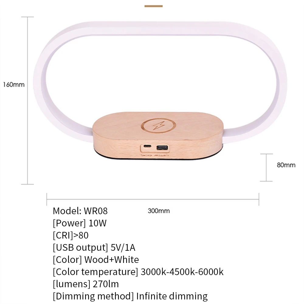 Groothandelsprijs Led Nachtlamp 15W Draadloos Snel Opladen Voor Mobiele Telefoons Touch Nachtlampje, Massief Houten Klok, Slaapkamerbed