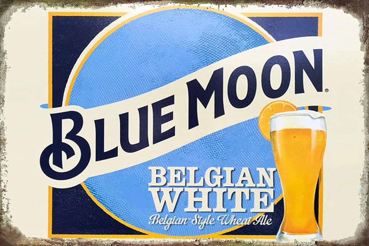 Blue Moon Beer Retro-Metallschild aus Aluminium für Zuhause, Bar, Geschäft, Café, Garage, Restaurant, Club, Küche, Wanddekoration