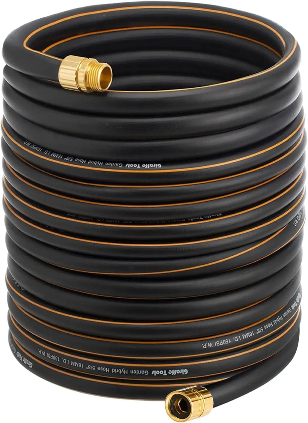 

5/8" Custom Length Garden Hose, No Kink, Flexible, Leakproof, 600 PSI Burst Strength, 100ft with Fittings in Black Orange
