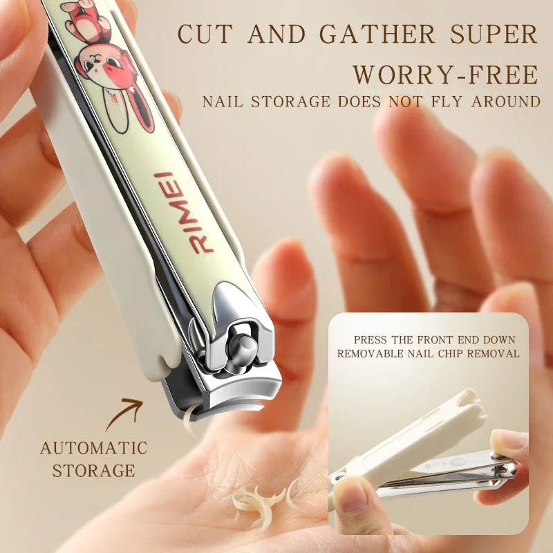 Cartoon Nail Clippers Anti‑splashing Stainless Steel Fingernail Cutter Portable Manicure Trimmer Household Nail Care Beauty Tool