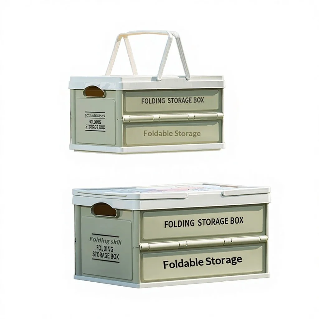 Plastic Rectangle Gift Storage Box Folding Basket Outdoor Camping Shopping Basket Printed Multi-Functional Portable Removable