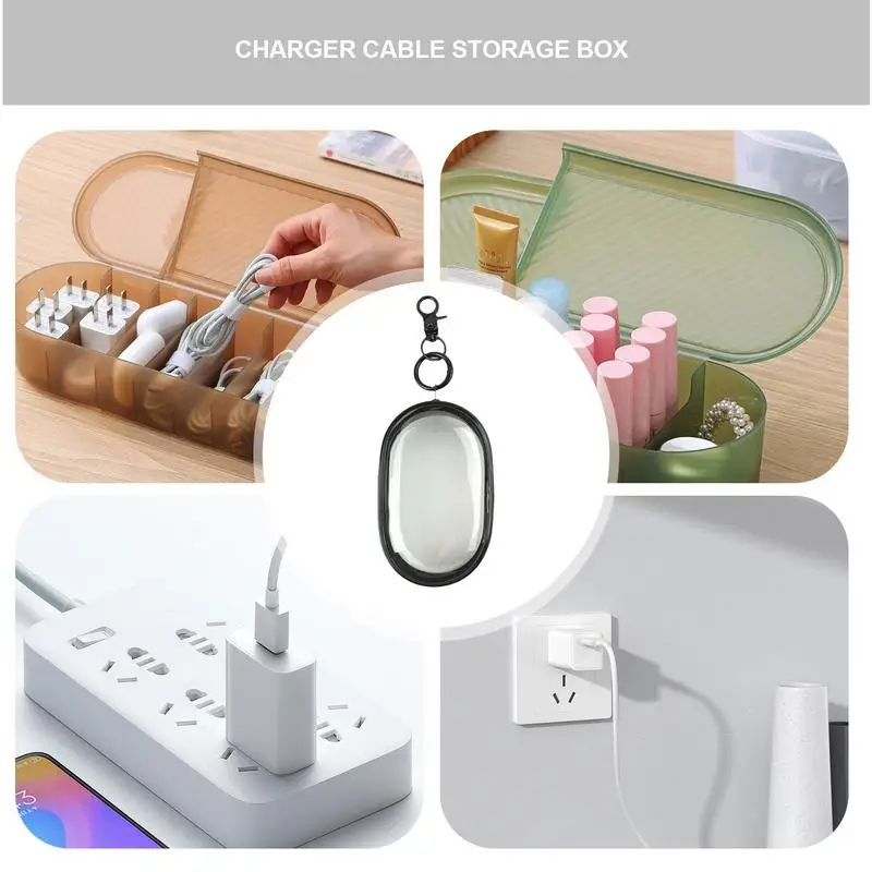 Cable Storage Organizer Transparent Headset Data Cable Storage Bag With Locking Hook Travel Storage Bag Waterproof Jewelry