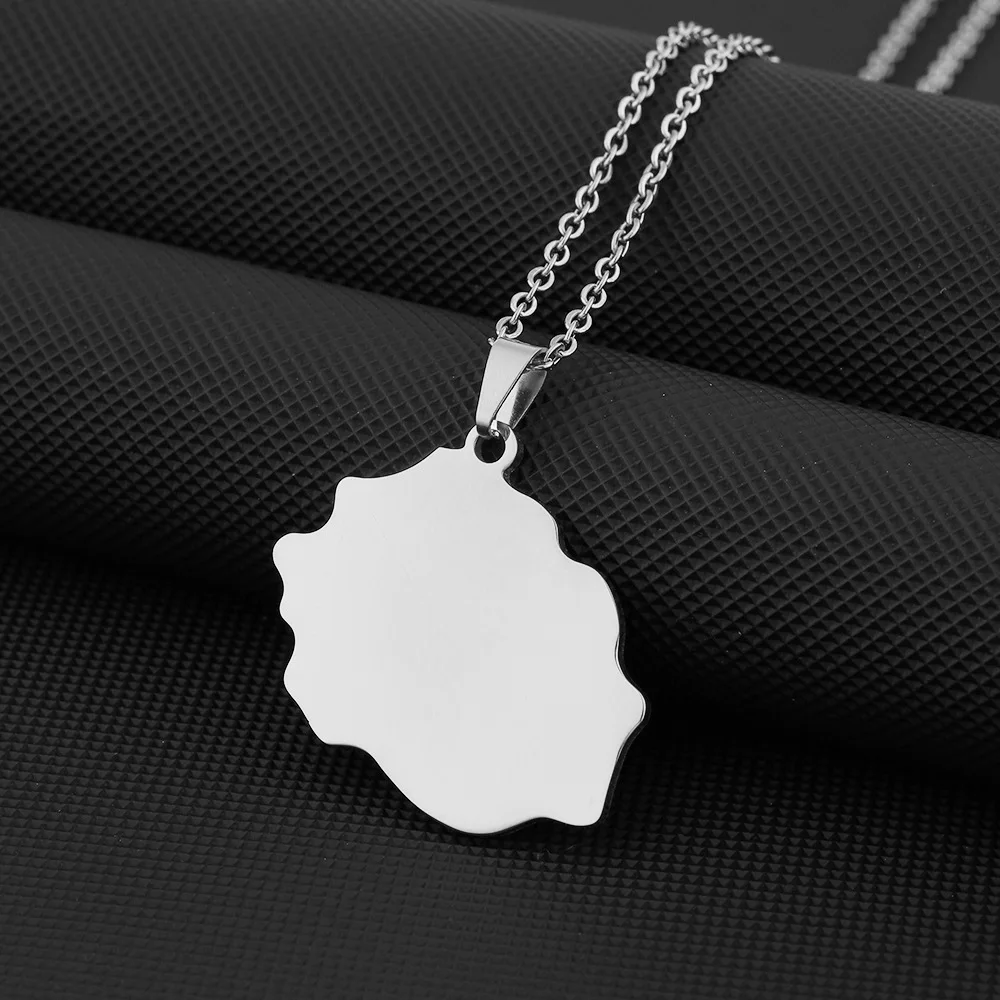 European and American Stainless Steel French Reunion Island Map Pendant Necklace