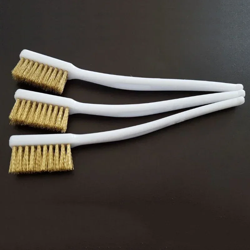 5/2/1Pcs Mini Metal Remove Rust Brushes 3 Row Wood Handle Wire Brush Cleaning Polishing Detail Metal Brushes Industrial Devices