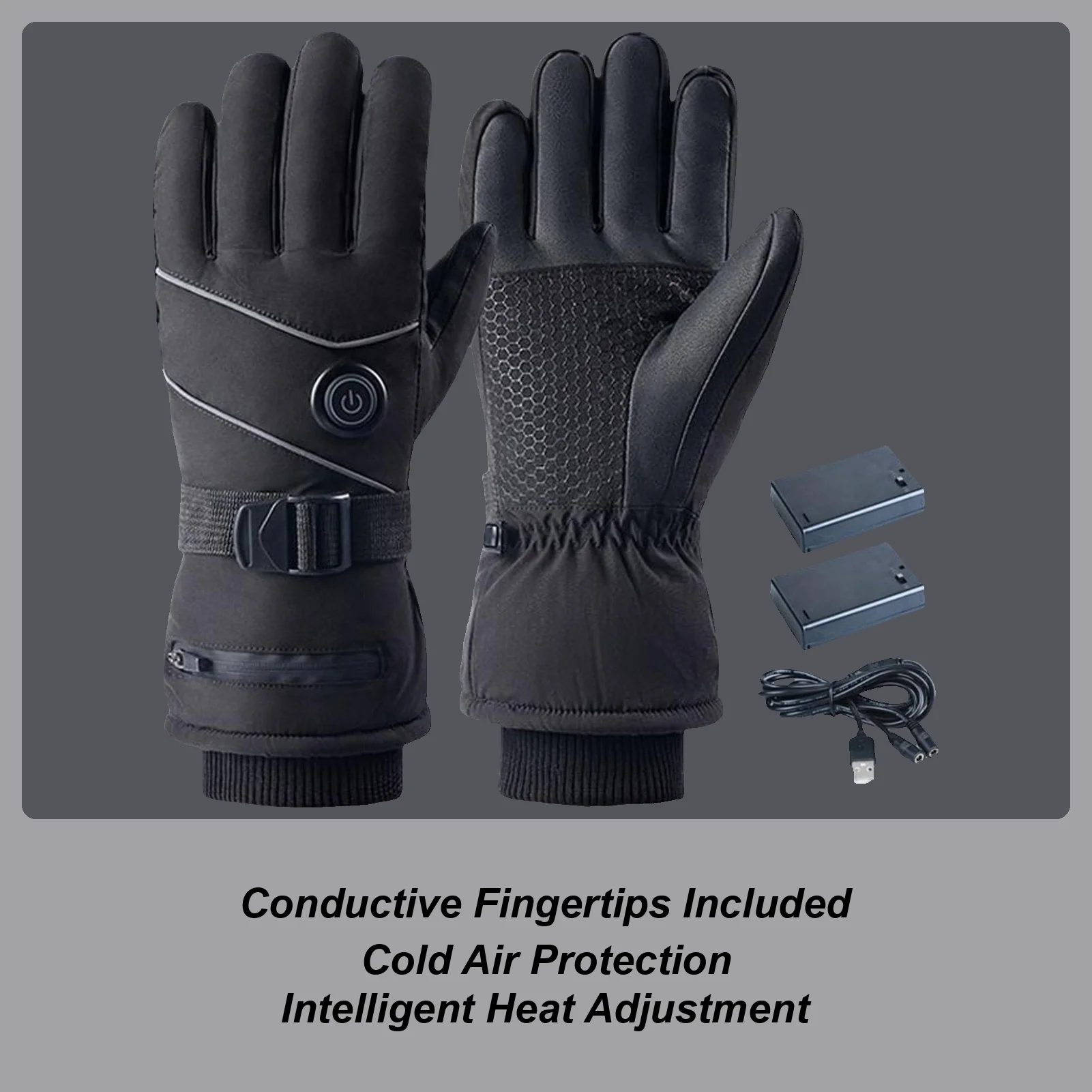 

Rechargeable Heated Gloves 3 Modes Adjustable Heated Full Finger Touchscreen Gloves Touchscreen Mitten Hand Warmer For Travel