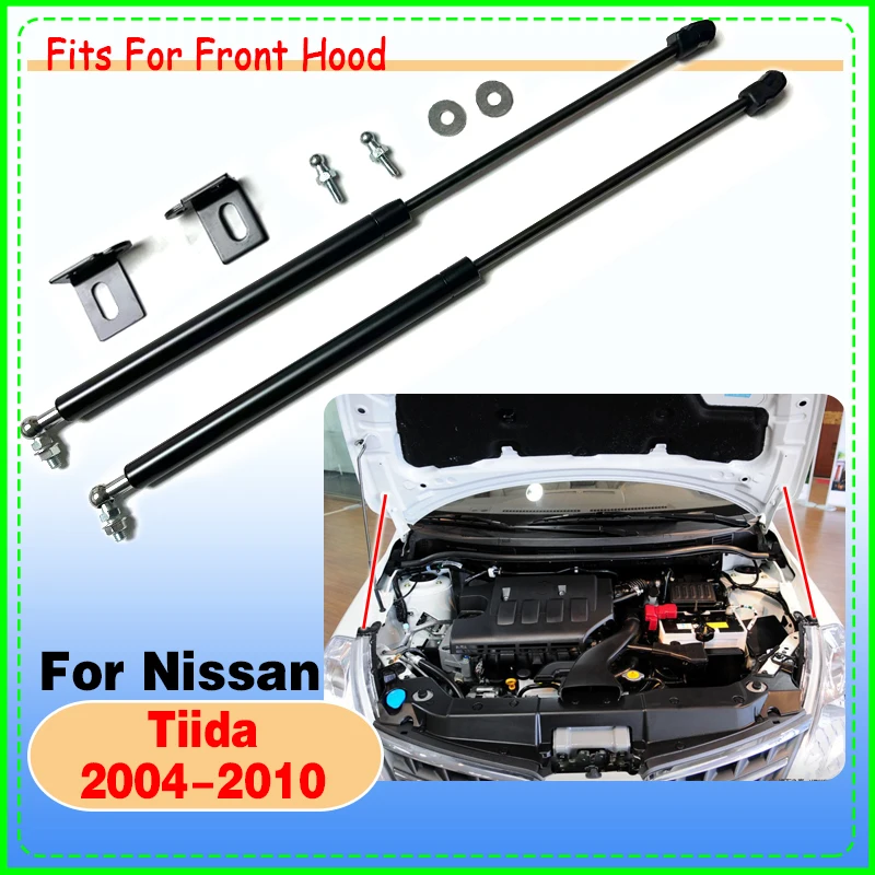

2PCS Gas Struts For Nissan Tiida Latio C11 2004-2010 Front Hood Bonnet Modify Lift Support Shock Damper Absorber Prop Rods