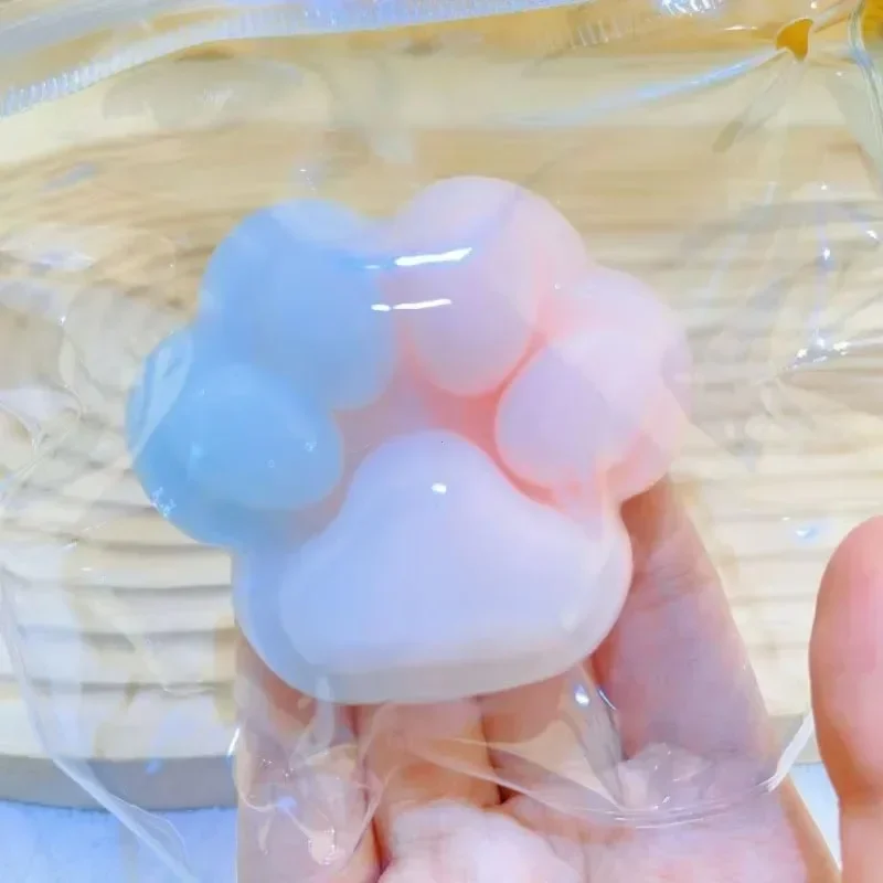 Juguetes blandos para apretar con forma de pata de gato, familia de pellizco de gato, lindos juguetes sensoriales de PVC Kawaii, juguetes antiestrés con bola de piel