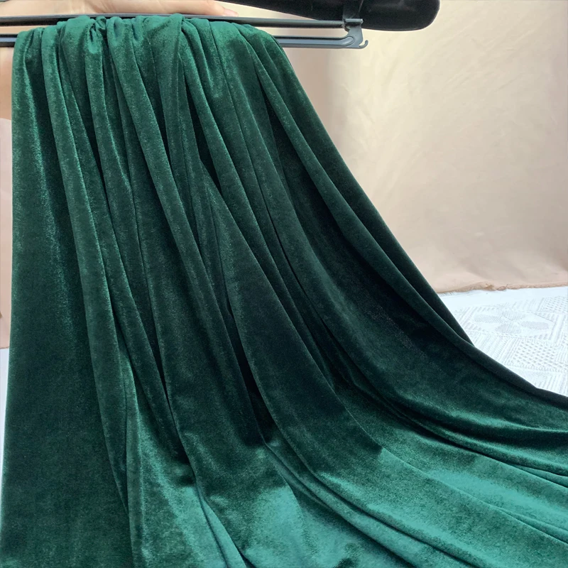 Vintage Green Velvet Fabric for Formal Dress Backdrops Wedding Party Decoration Curtain Cloth Drap Handmade DIY Material