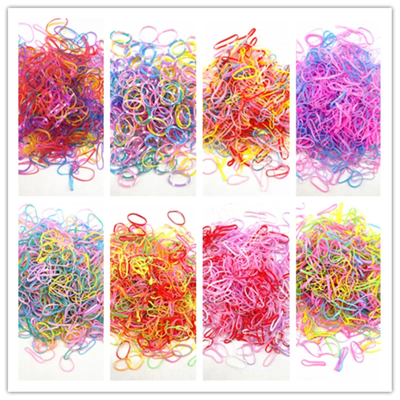 New 500pcs Cute Colourful Rubber Ring Disposable Elastic Hair Bands Ponytail Holder Rubber Band Kids Hair Accessories