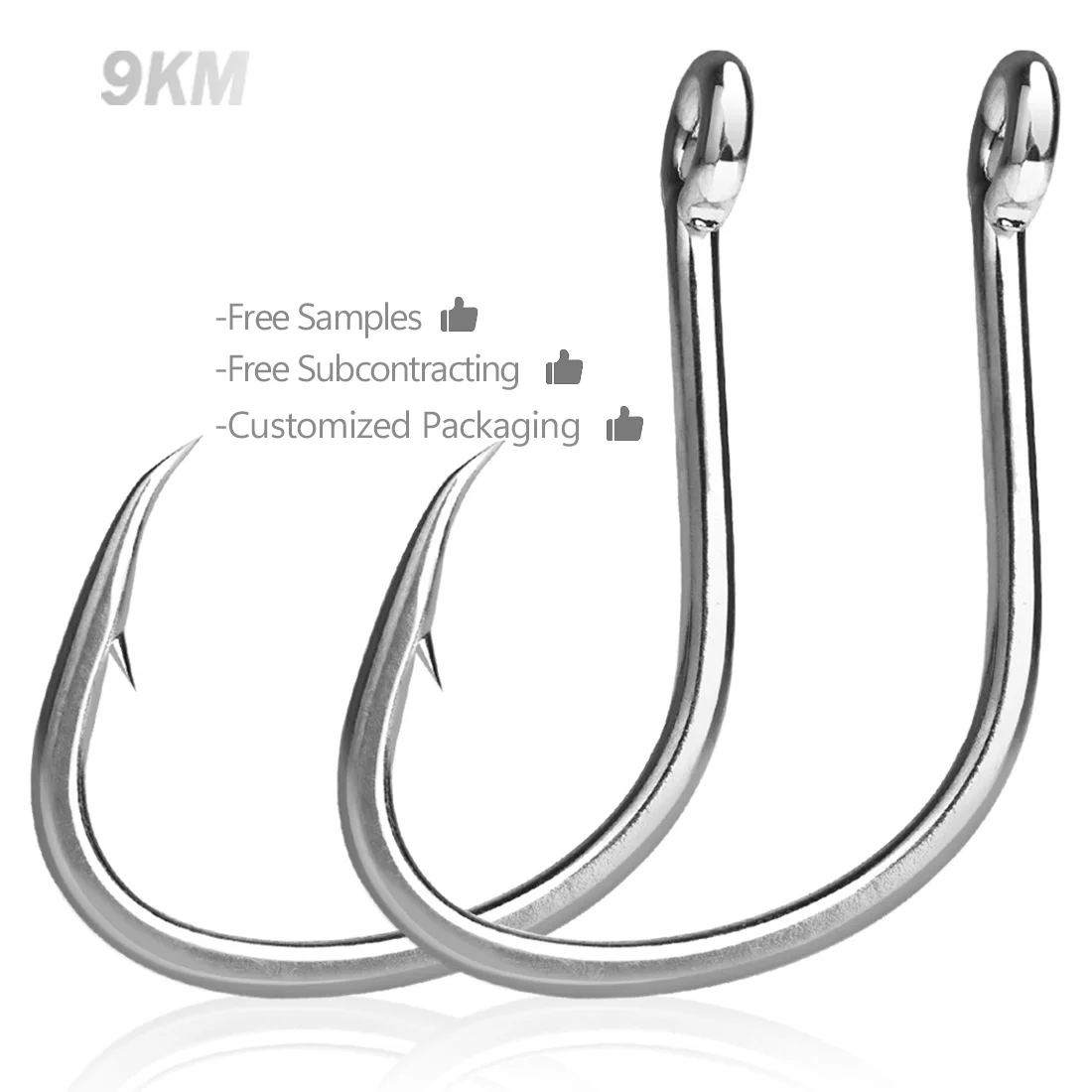 

9KM 100Pcs Bass Octopus Barb Fishing Saltwater Live Bait Hooks Catfish Wide Gap Non-offset Hook Circle Hooks