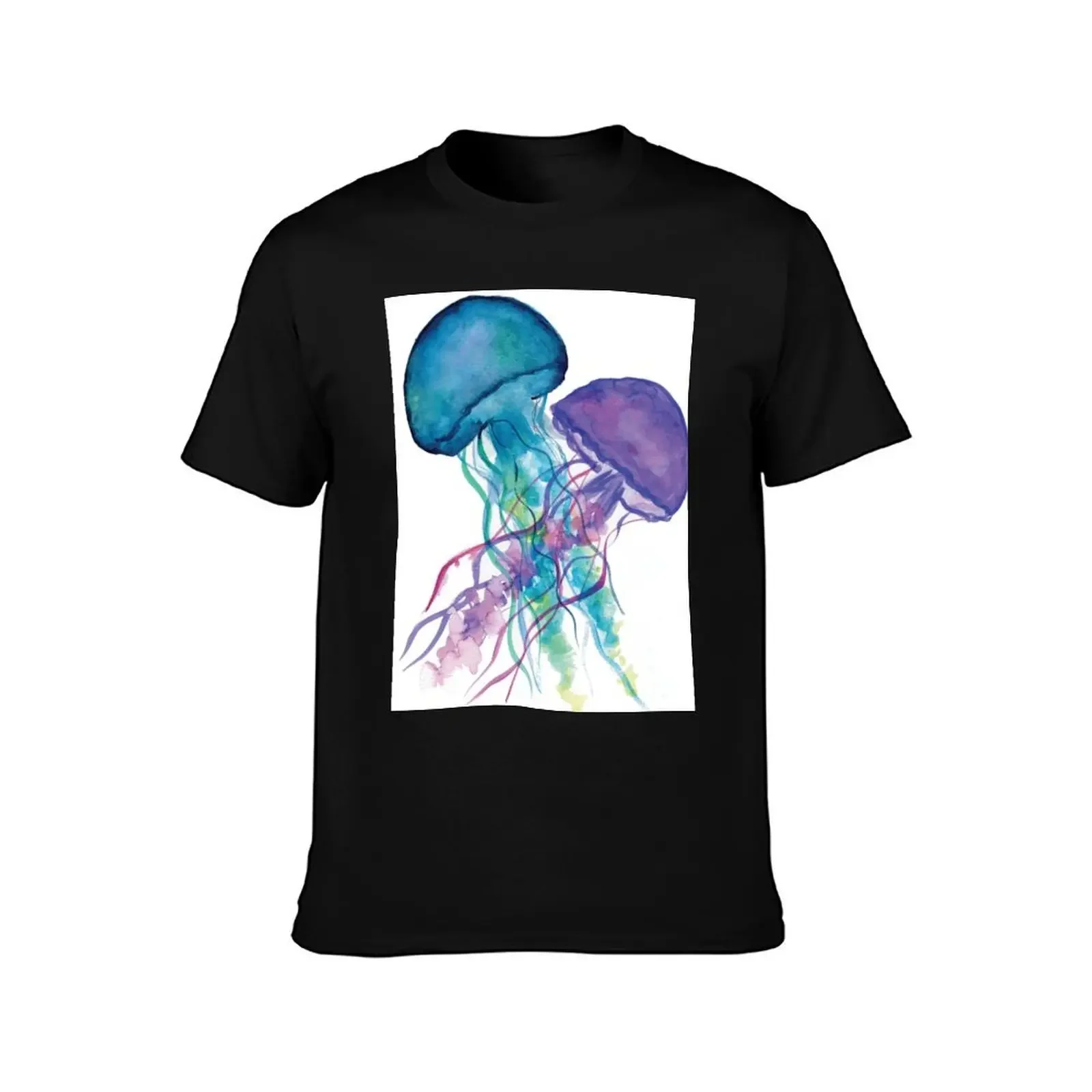 Purple and blue jellyfish watercolor T-Shirt sports fans luxury designer t shirts for men