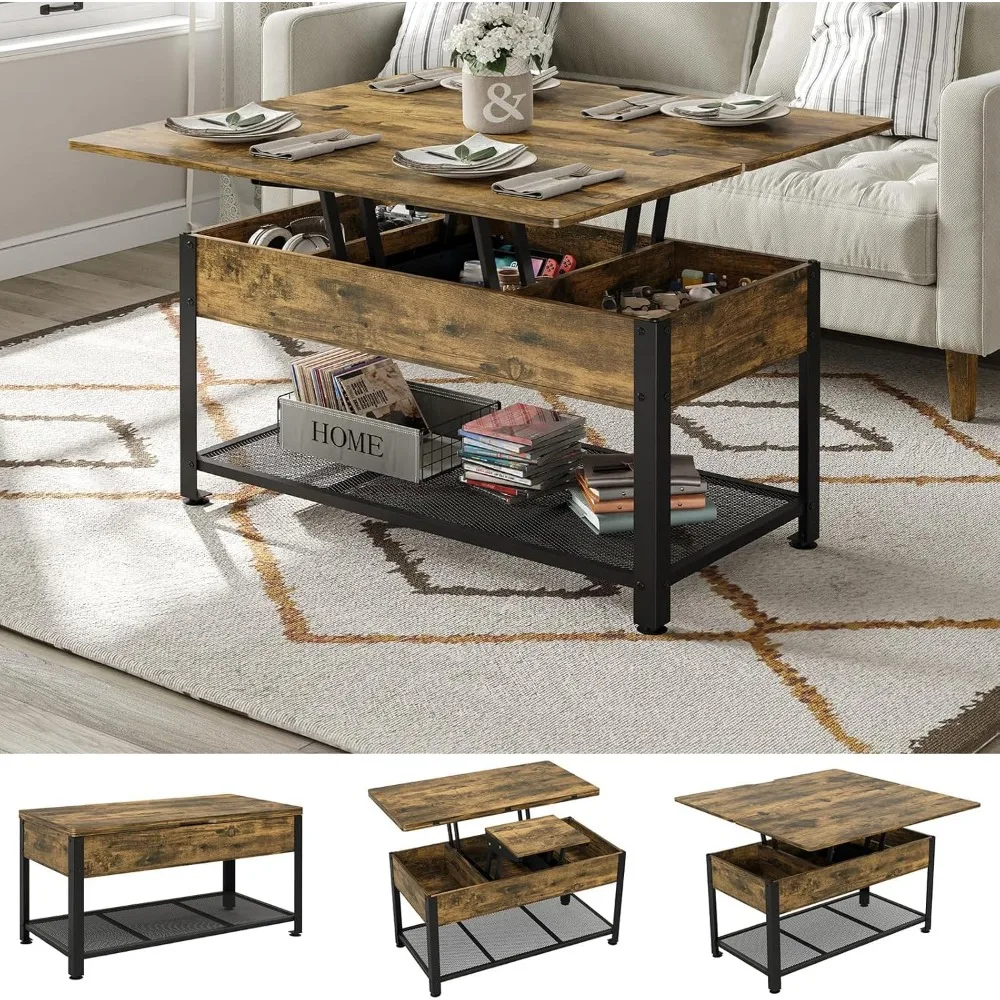 

Furniouse Lift Top Coffee Table, 3 in 1 Multi-Function 39.3'' Coffee Table with Storage Hidden Compartment, Coffee Table