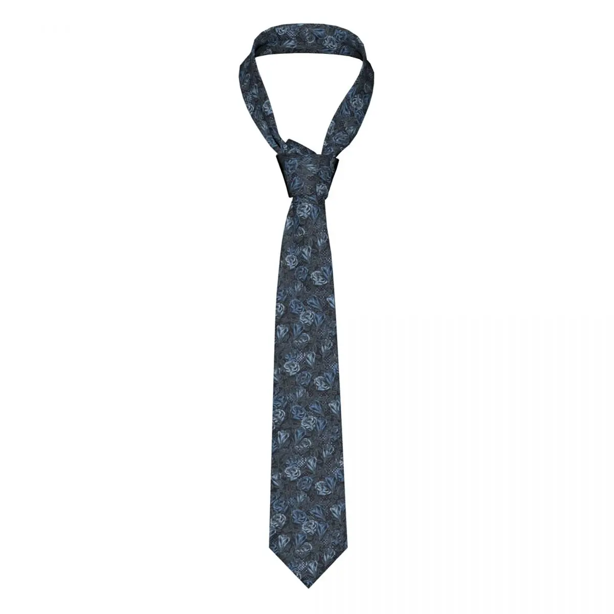 

Camouflage Lush Blooming Blue Roses Tie Ties 3D Printed Cravat Business Necktie 8cm Wide