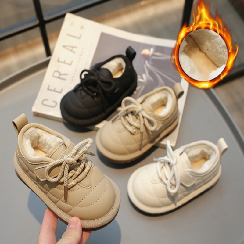 

Winter Child Boot 2025New Korean Version Baby Flat Shoes Retro Boys Girls Anti Slip WarmBoot Girls Fashion Boot Child CasualShoe