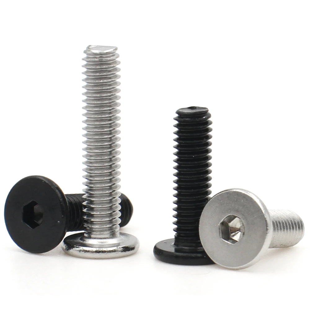 10/20/50pcs M2 M2.5 M3 M4 M5 M6 Black Galvanized 304 Stainless Steel CM Hex Socket Hexagon Ultra Thin Flat Head Screw Bolt