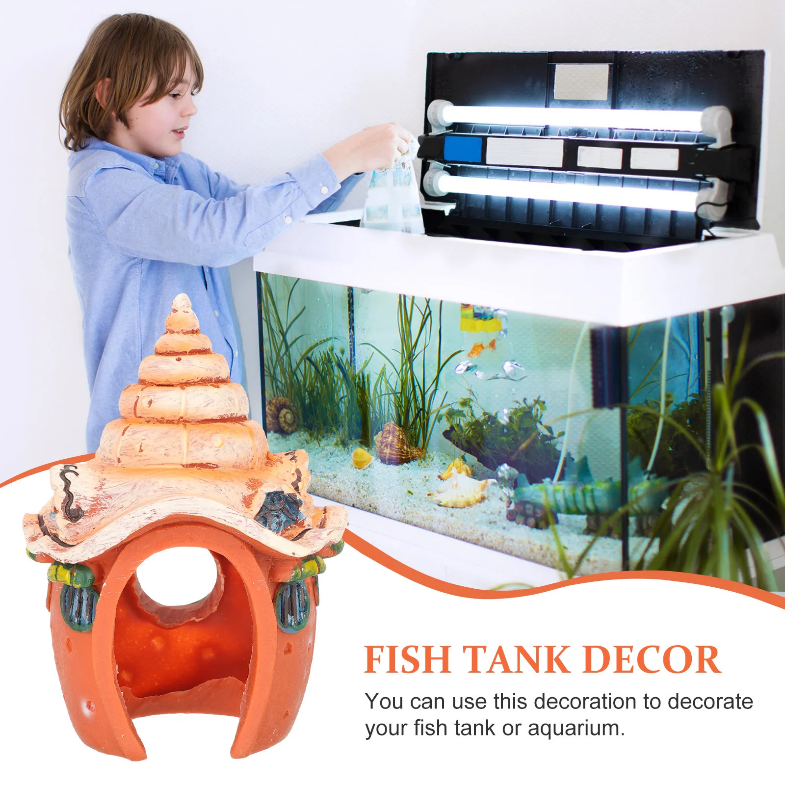 

Resin Underwater Stone Conch Room Imitation Lifelike Rockery for Aquarium Fish Tank Decor Resin Underwater Stone