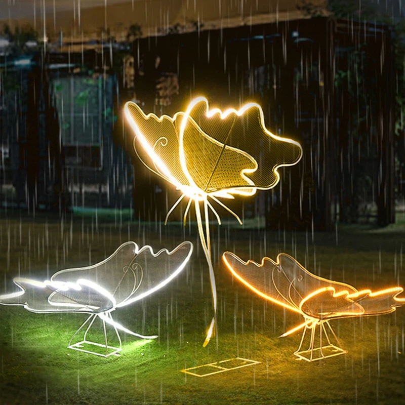 

Открытый креативный светящийся светильник-бабочка живописный парк квадратный водонепроницаемый напольный пейзаж двор светодиодный декоративный светильник травы